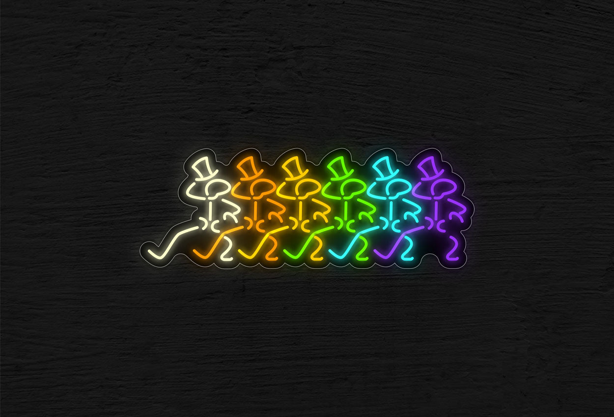 6 Dancing Sticks with Hats LED Neon Sign