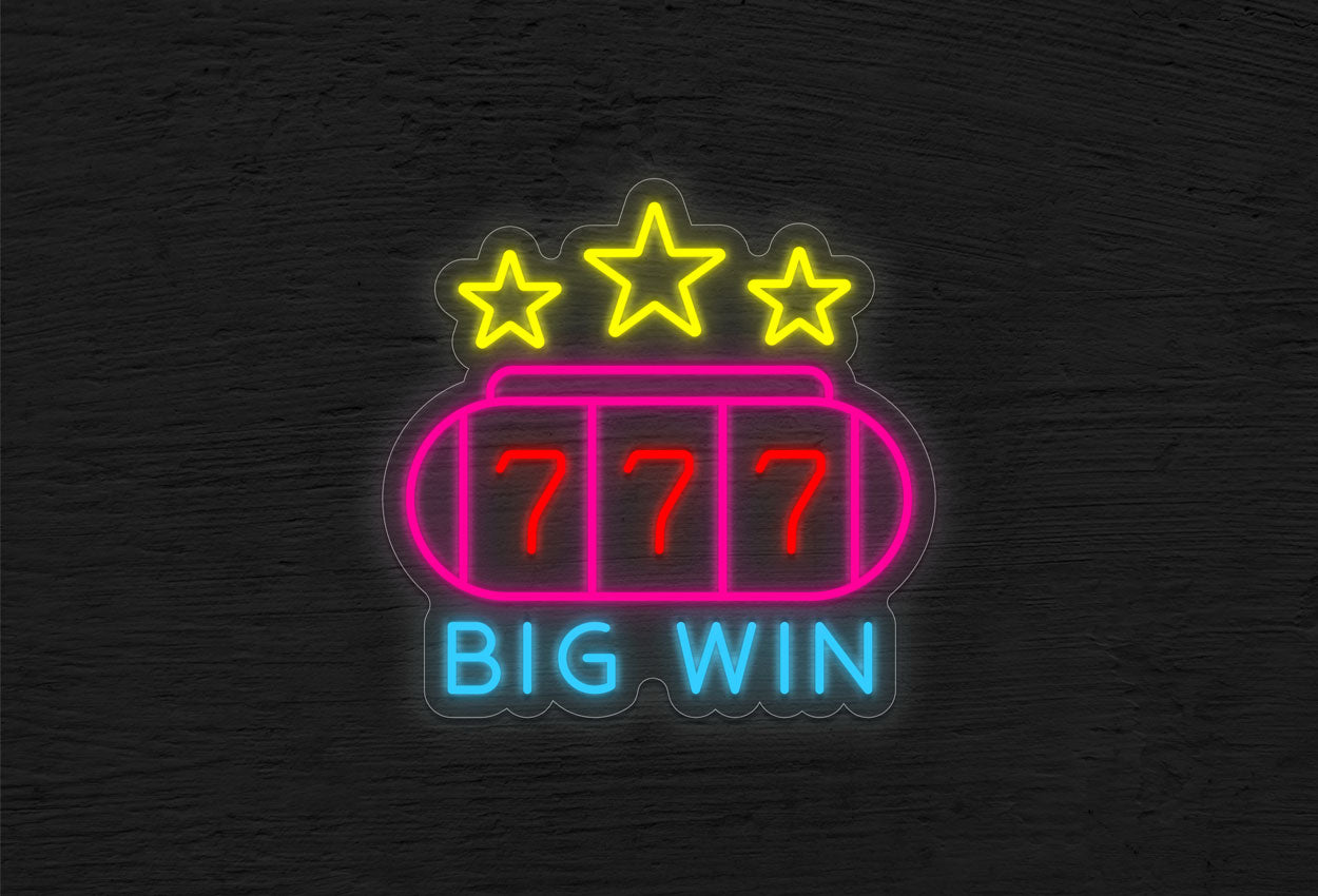 777 Big Win with 3 Stars LED Neon Sign