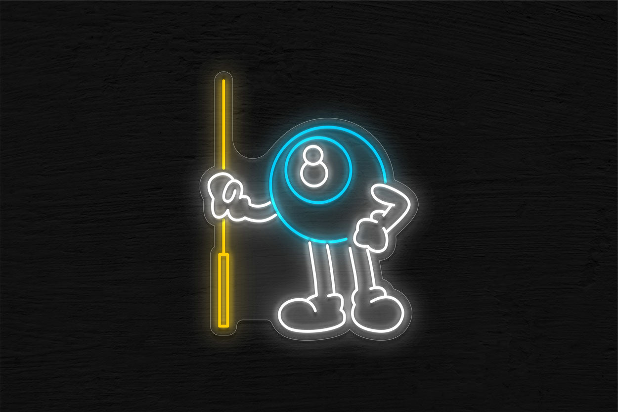 8 Ball Holding a Billiard Cue LED Neon Sign