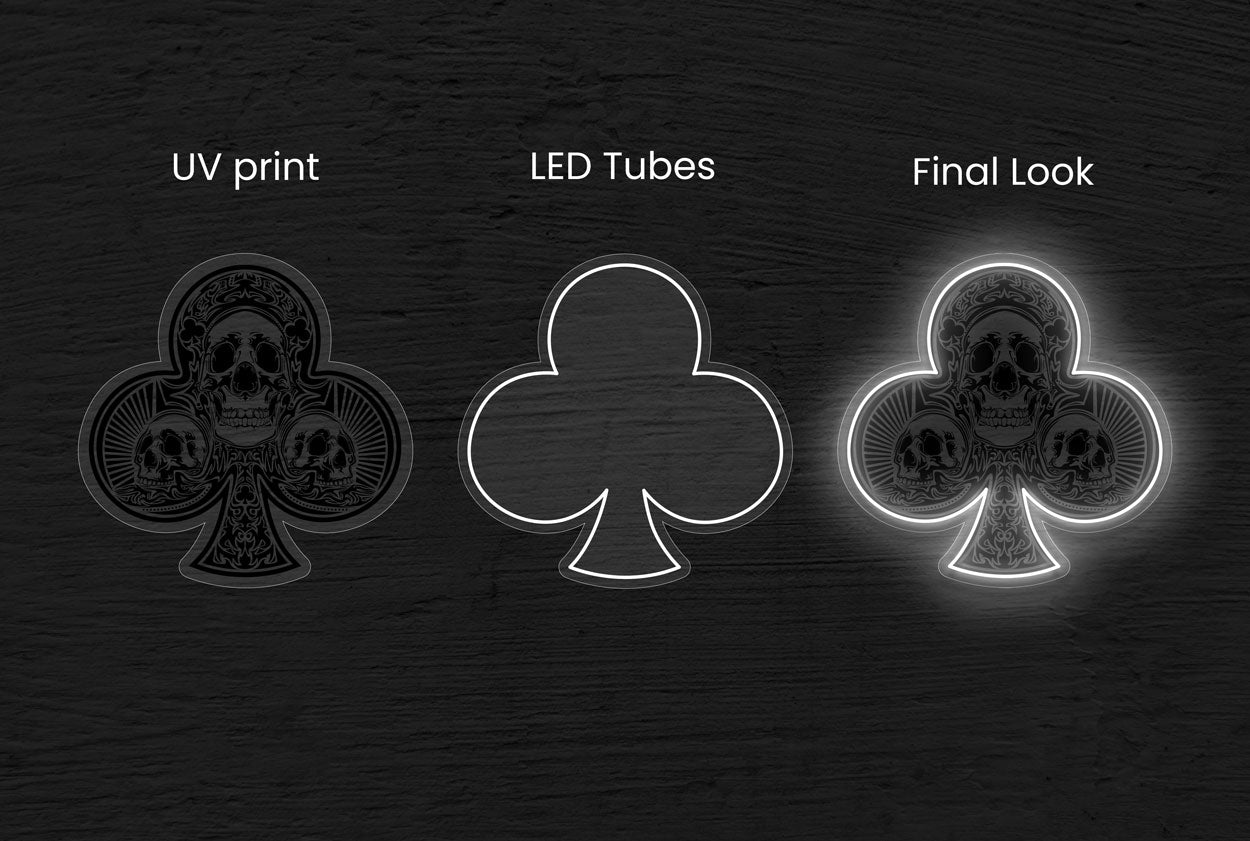 Ace Of Clubs With UV Printing LED Neon Sign