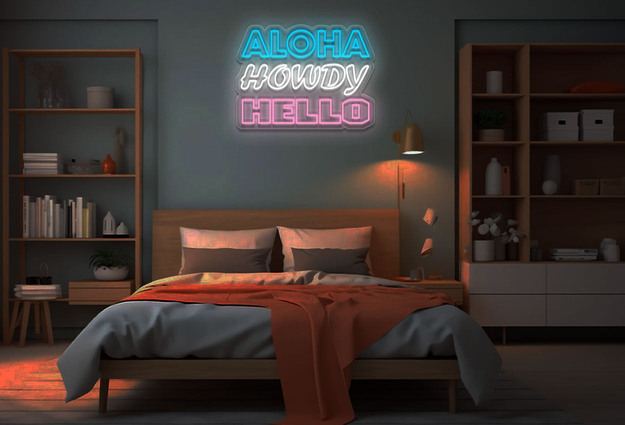 Aloha Howdy Hello LED Neon Sign