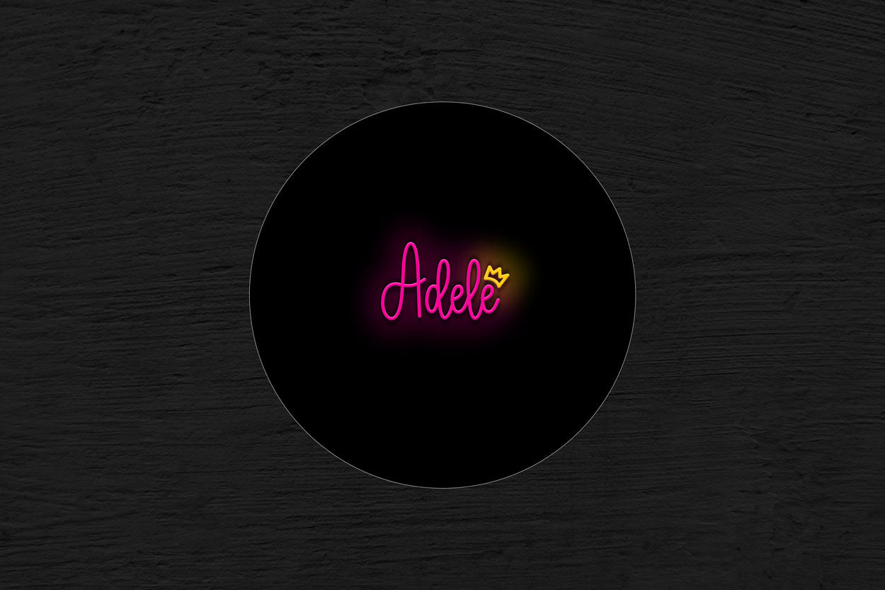 Amanda Font (5 Letters) With Small Crown LED Neon Sign