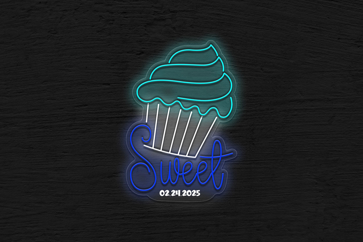 Amanda Font (5 Letters) With Cupcake LED Neon Sign