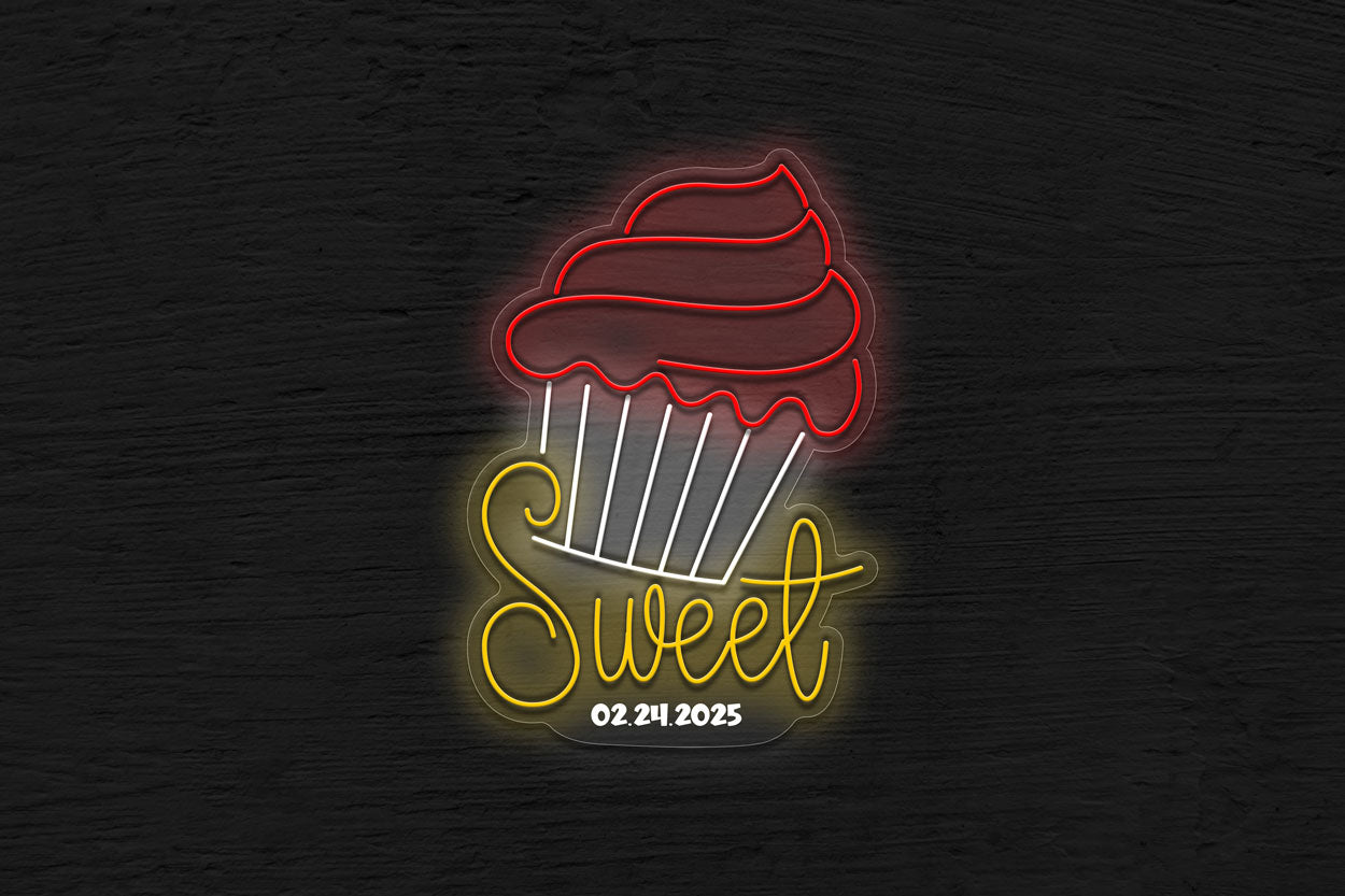 Amanda Font (5 Letters) With Cupcake LED Neon Sign