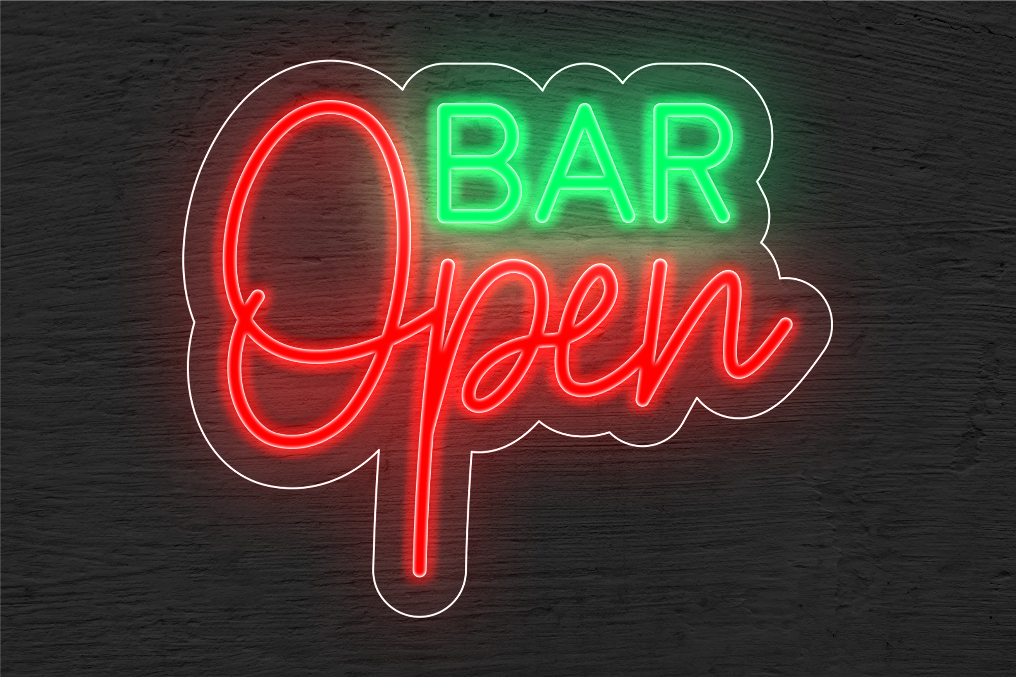 Buy Multi-color Bar OPEN with Two Lines LED Neon Sign