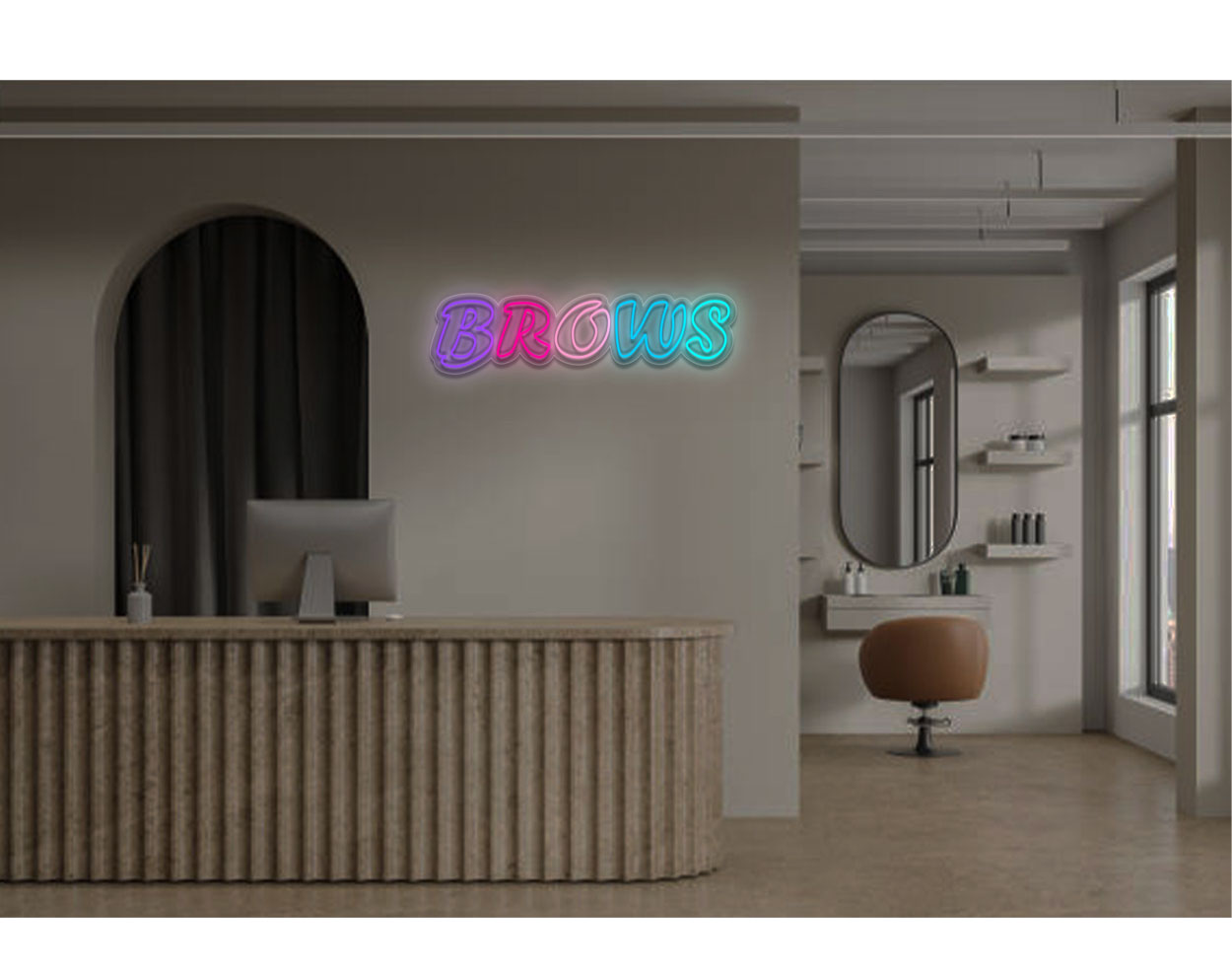 Brows in double stroke font LED Neon Sign