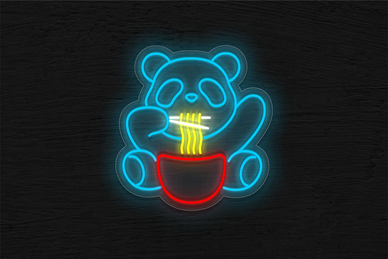 Baby Bear Eating Noodles LED Neon Sign