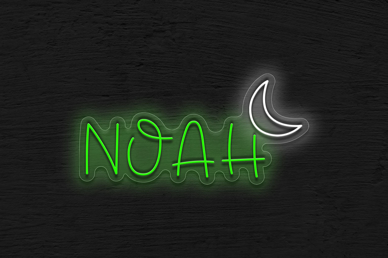 Baby Moon Font (4 Letters) With Half Moon LED Neon Sign