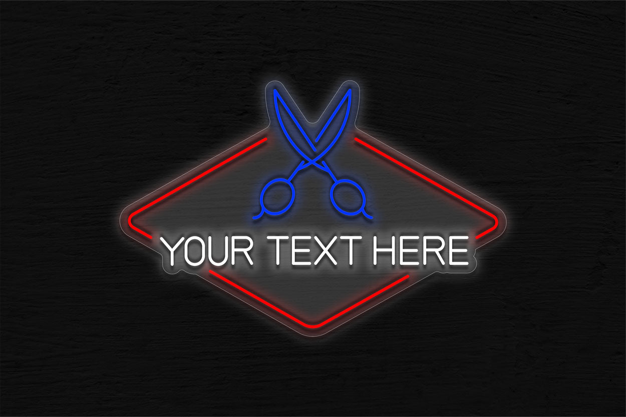 Barbeshop Scissor With Your Text Here LED Neon Sign