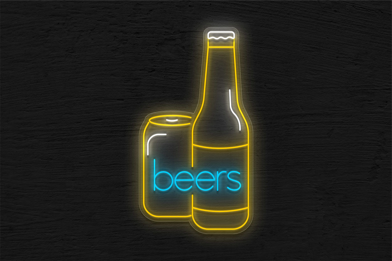 Beer In A Can And Bottle LED Neon Sign