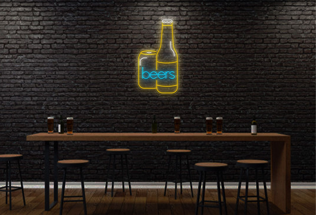 Beer In A Can And Bottle LED Neon Sign