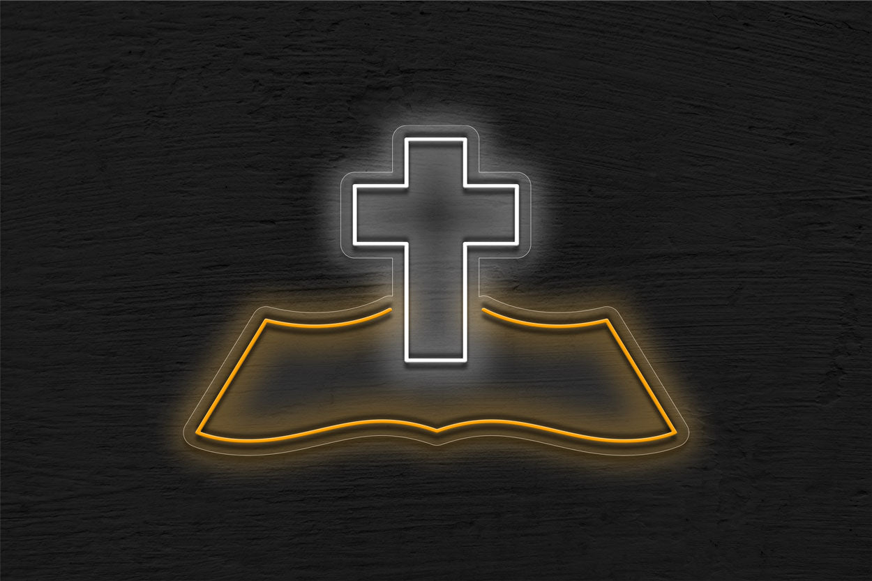 Bible With Cross LED Neon Sign