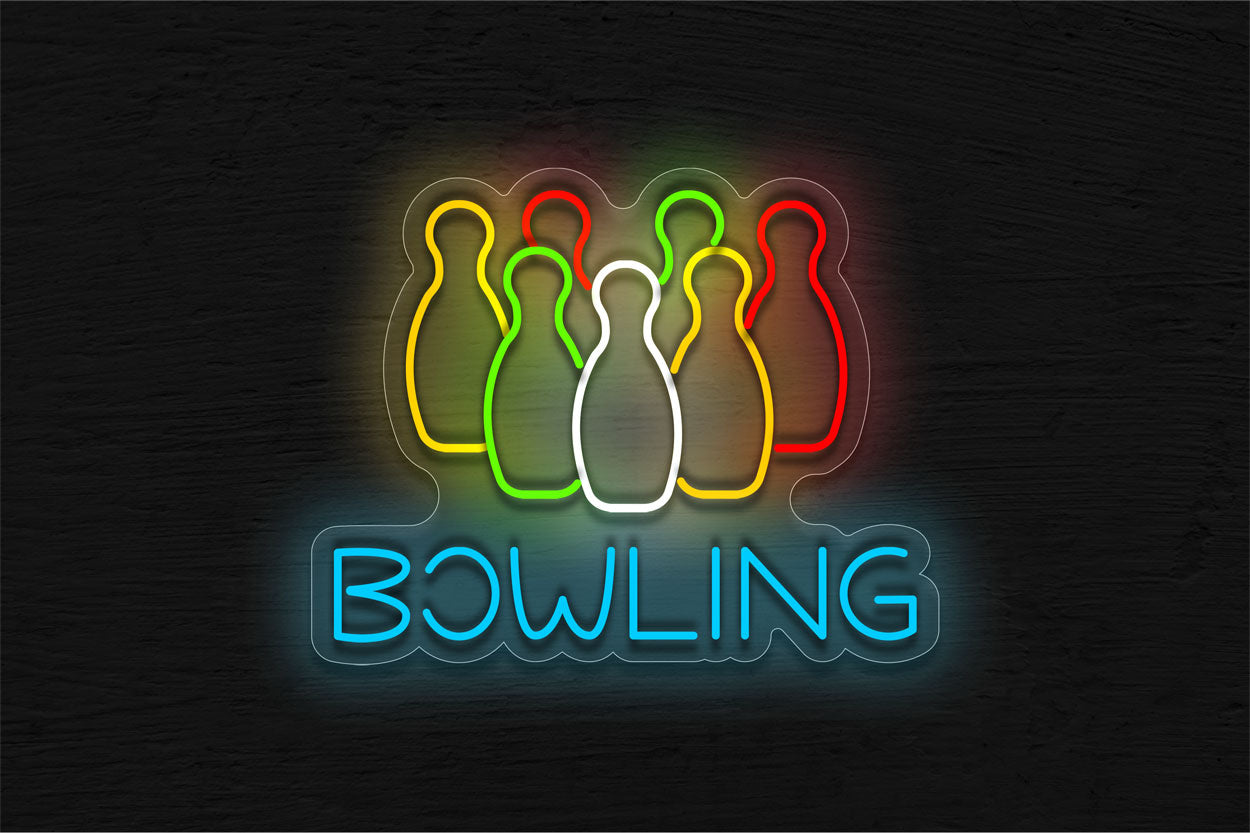 Bowling With 7 Pins LED Neon Sign