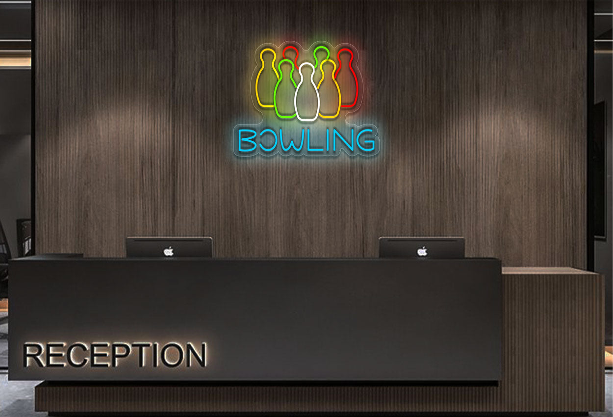 Bowling With 7 Pins LED Neon Sign