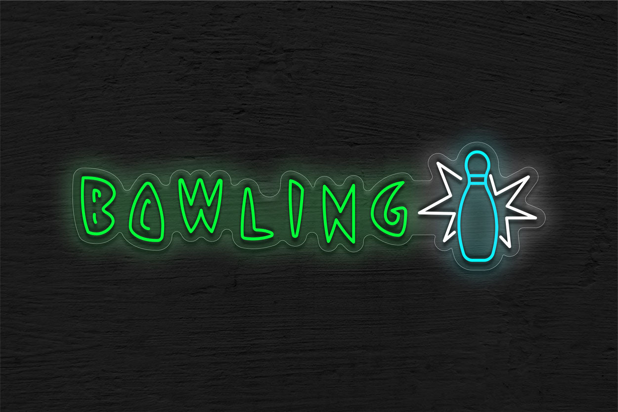 Bowling With Pin And Spark LED Neon Sign