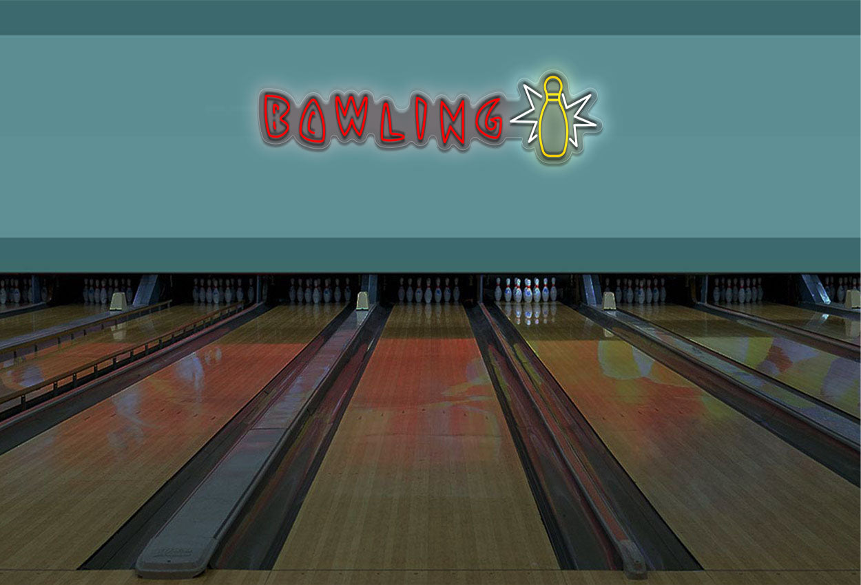 Bowling With Pin And Spark LED Neon Sign