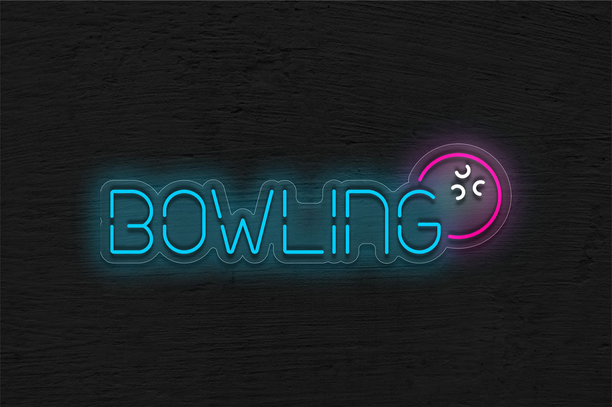 Bowling Words With A Bowling Ball LED Neon Sign