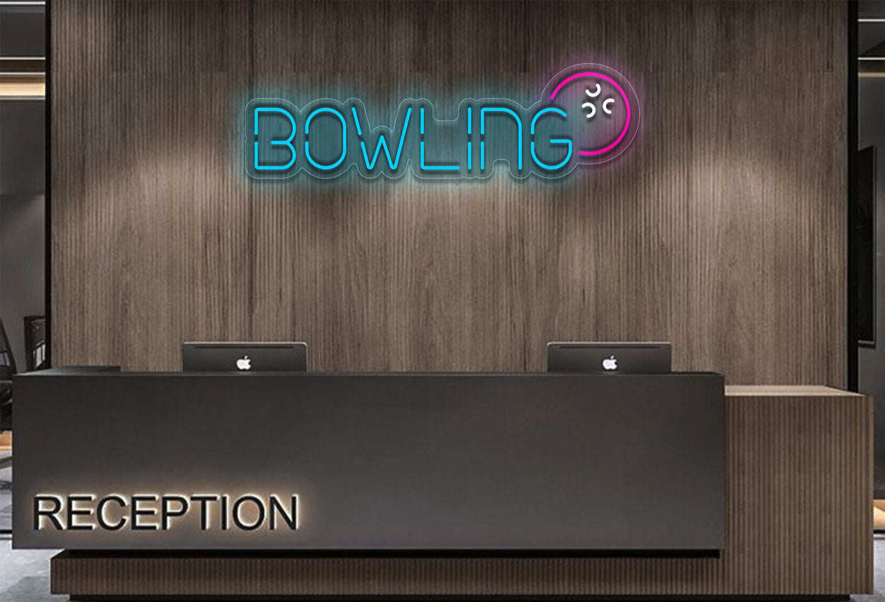 Bowling Words With A Bowling Ball LED Neon Sign