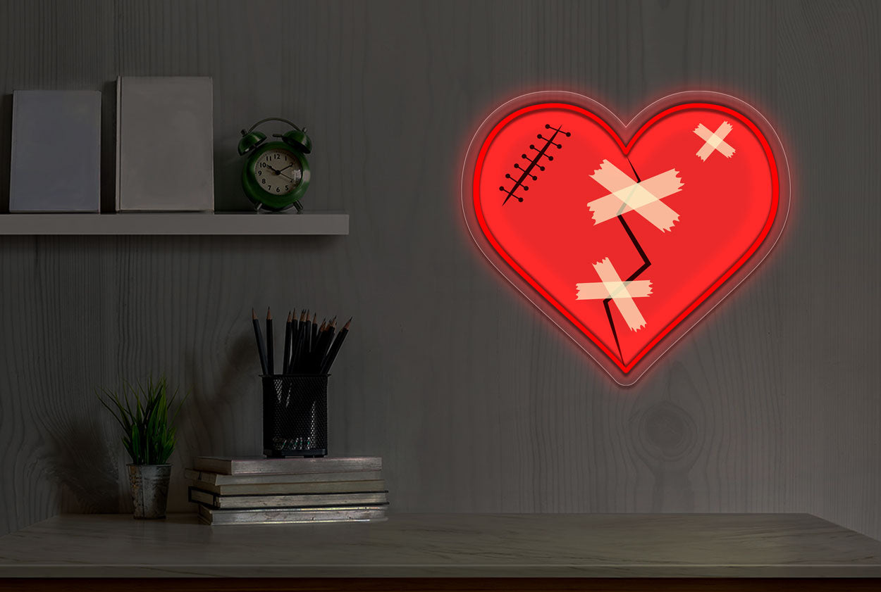 Broken Heart With UV Printing LED Neon Sign