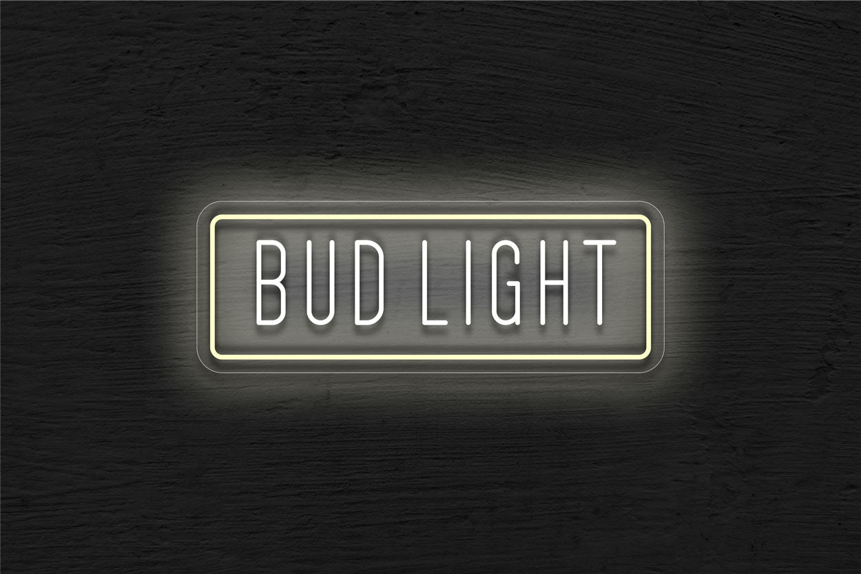 Bud Light With Rectangular Outline LED Neon Sign