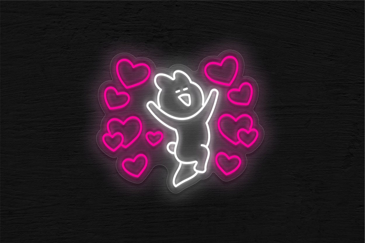 Bunny with Hearts LED Neon Sign