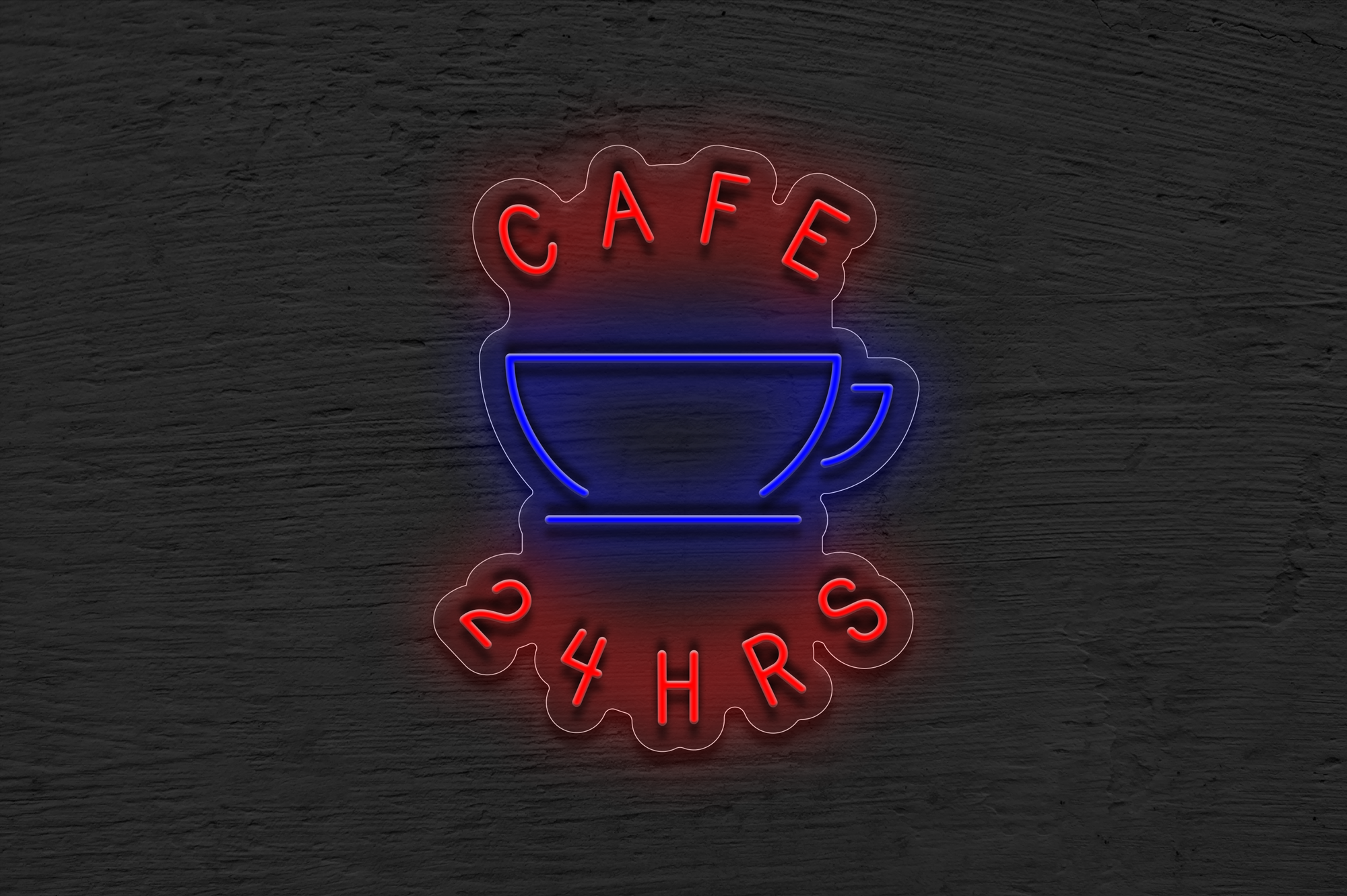 Cafe 24 Hours And A Cup LED Neon Sign