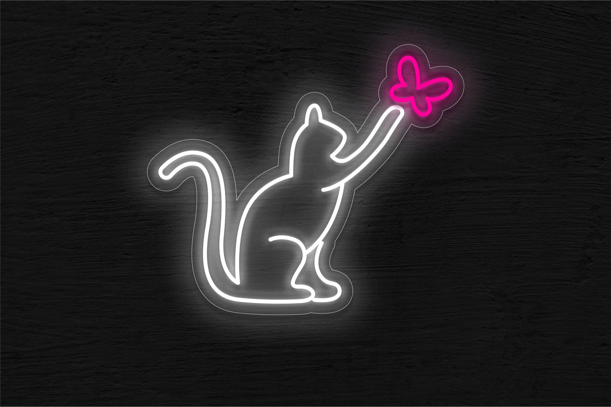 Cat and Butterfly LED Neon Sign