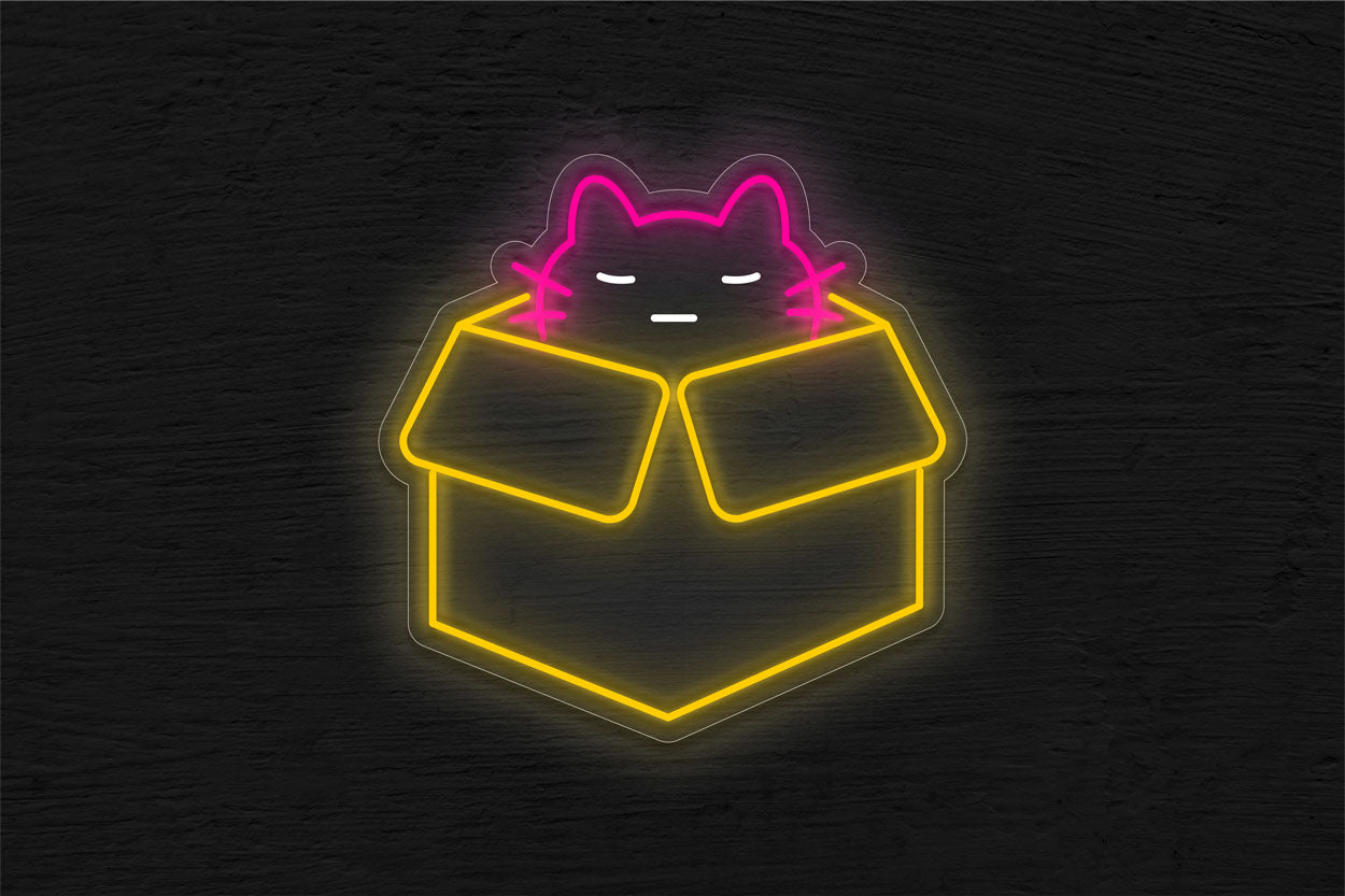 Cat in a Box LED Neon Sign