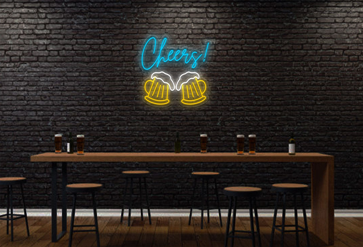 Cheers With 2 Glasses Of Beer LED Neon Sign