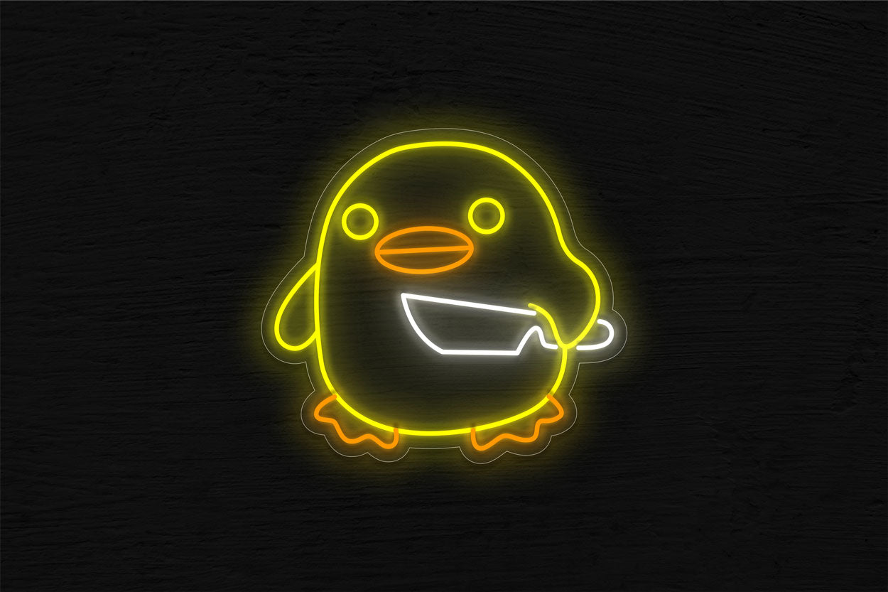 Chick holding knife LED Neon Sign