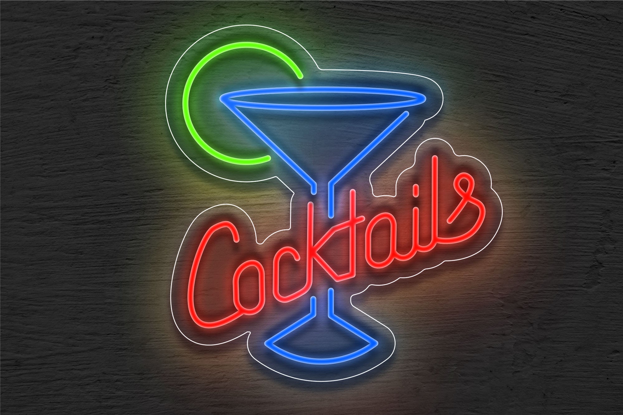 Cocktails with Martini Glass LED Neon Sign