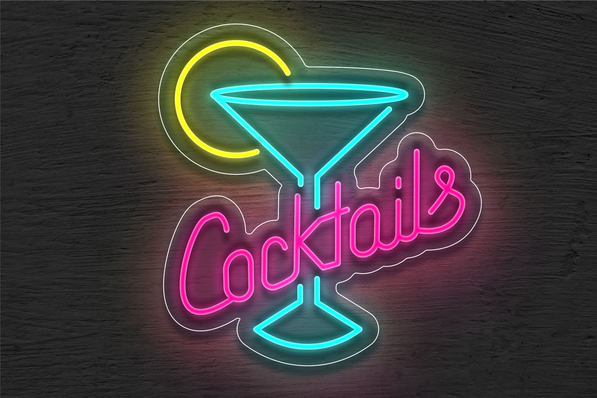 LED Cocktail Bar Neon Sign with Martini Glass