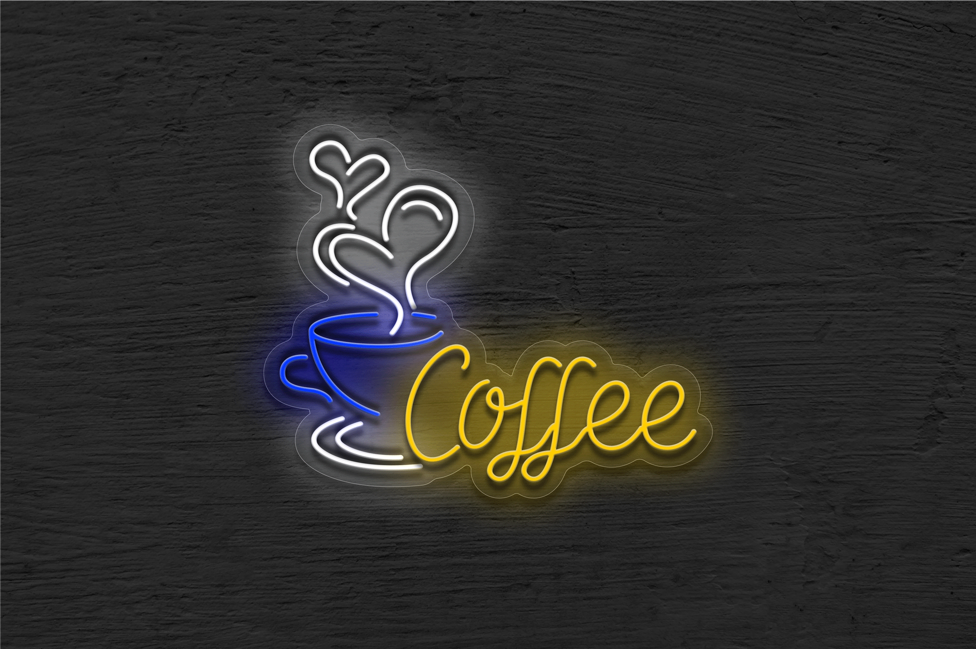 Coffee Cup Smoking In Heart Shape LED Neon Sign