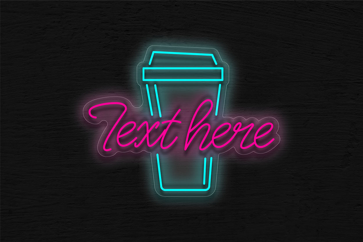 Coffee With Cursive Text Here LED Neon Sign