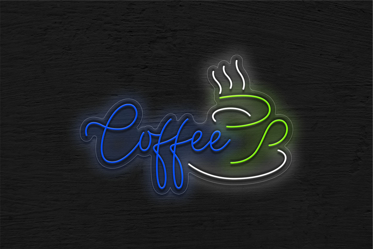 Coffee Word With Cup Of Coffee LED Neon Sign