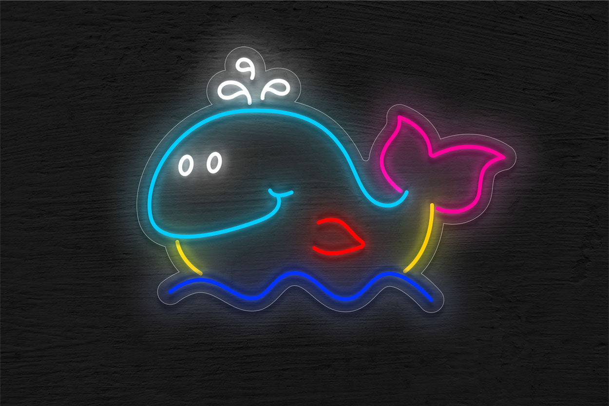 Colorful Whale LED Neon Sign