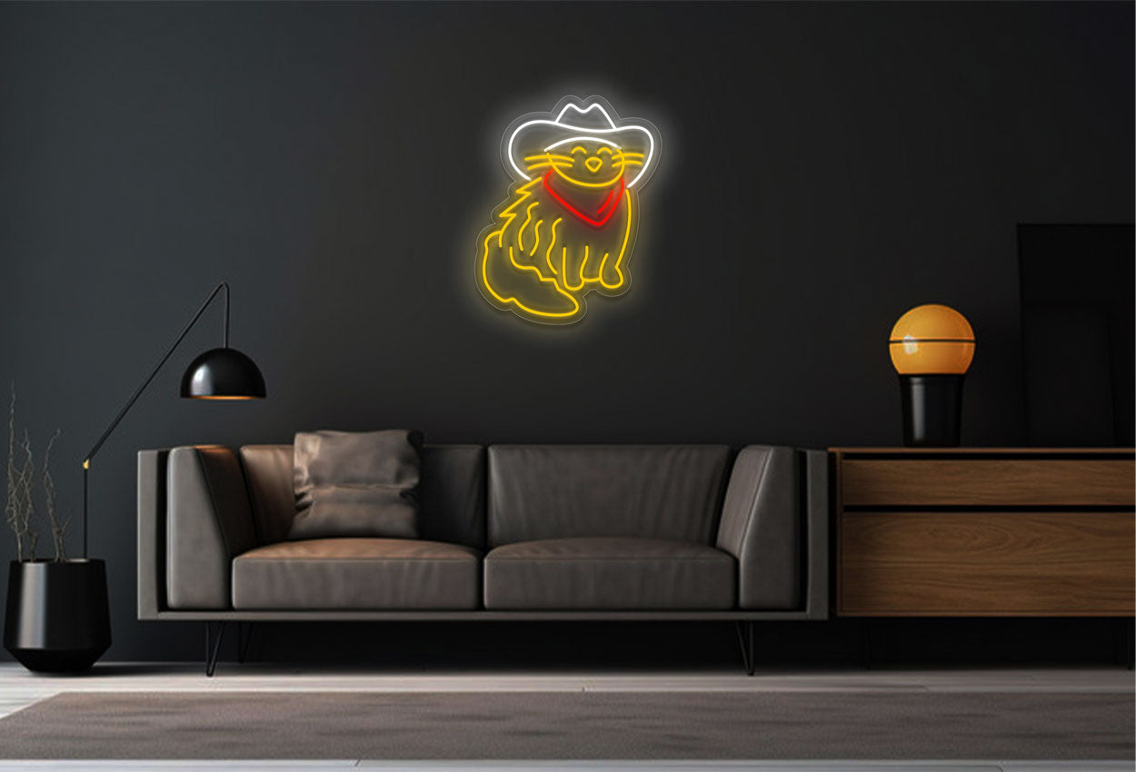 Cowboy Cat LED Neon Sign