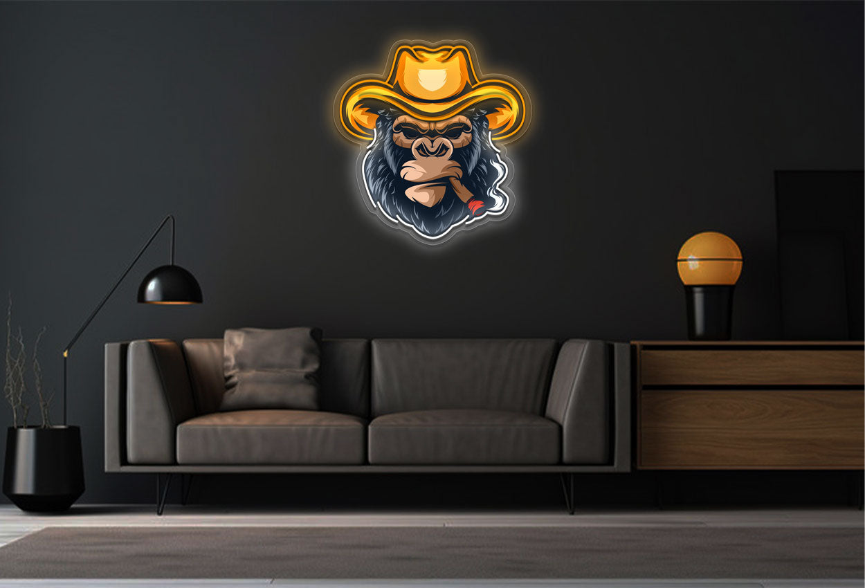 Cowboy Monkey With UV Printing LED Neon Sign