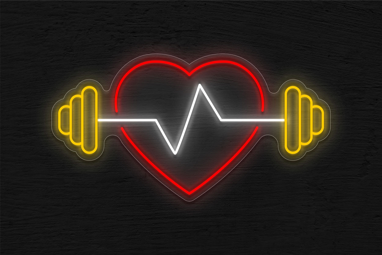 Dumbbell And Heart LED Neon Sign