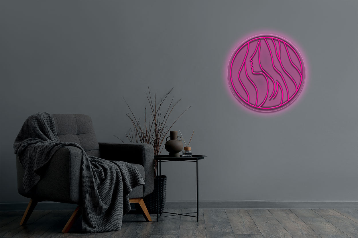 Face With Circle Outline LED Neon Sign