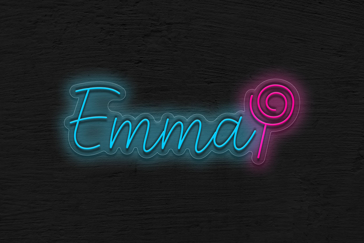 Fave Script Bold Pro Font (4 Letters) With Lollipop LED Neon Sign