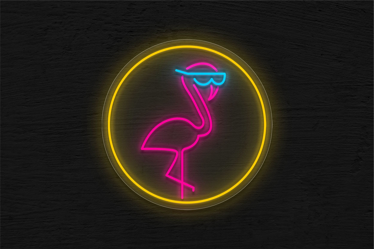 Flamingo In A Circle LED Neon Sign