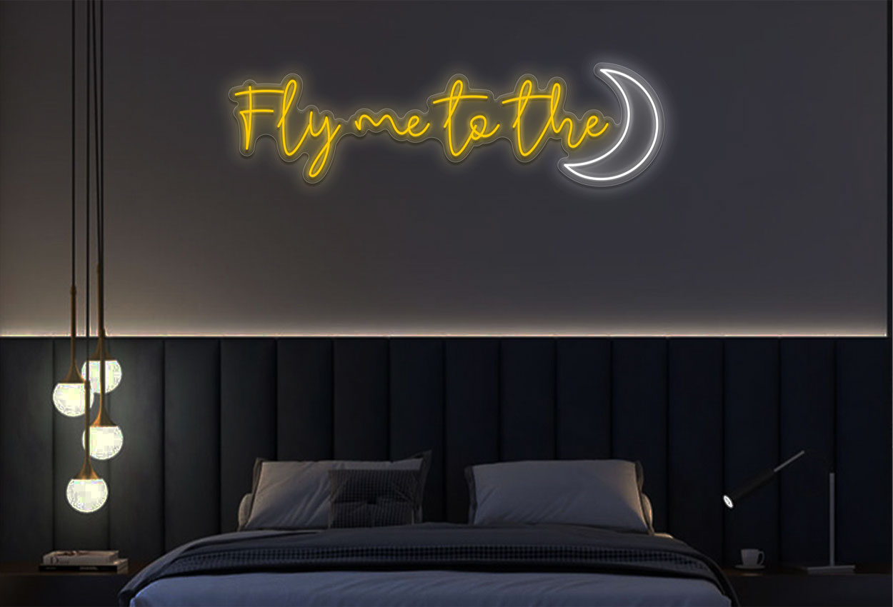 Fly Me To The Moon LED Neon Sign