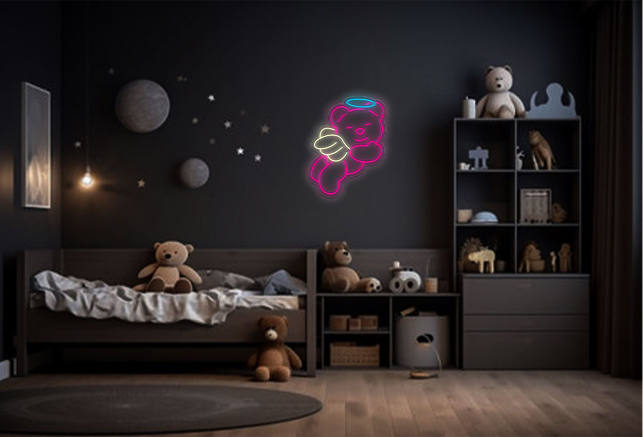 Flying Cute Bear LED Neon Sign