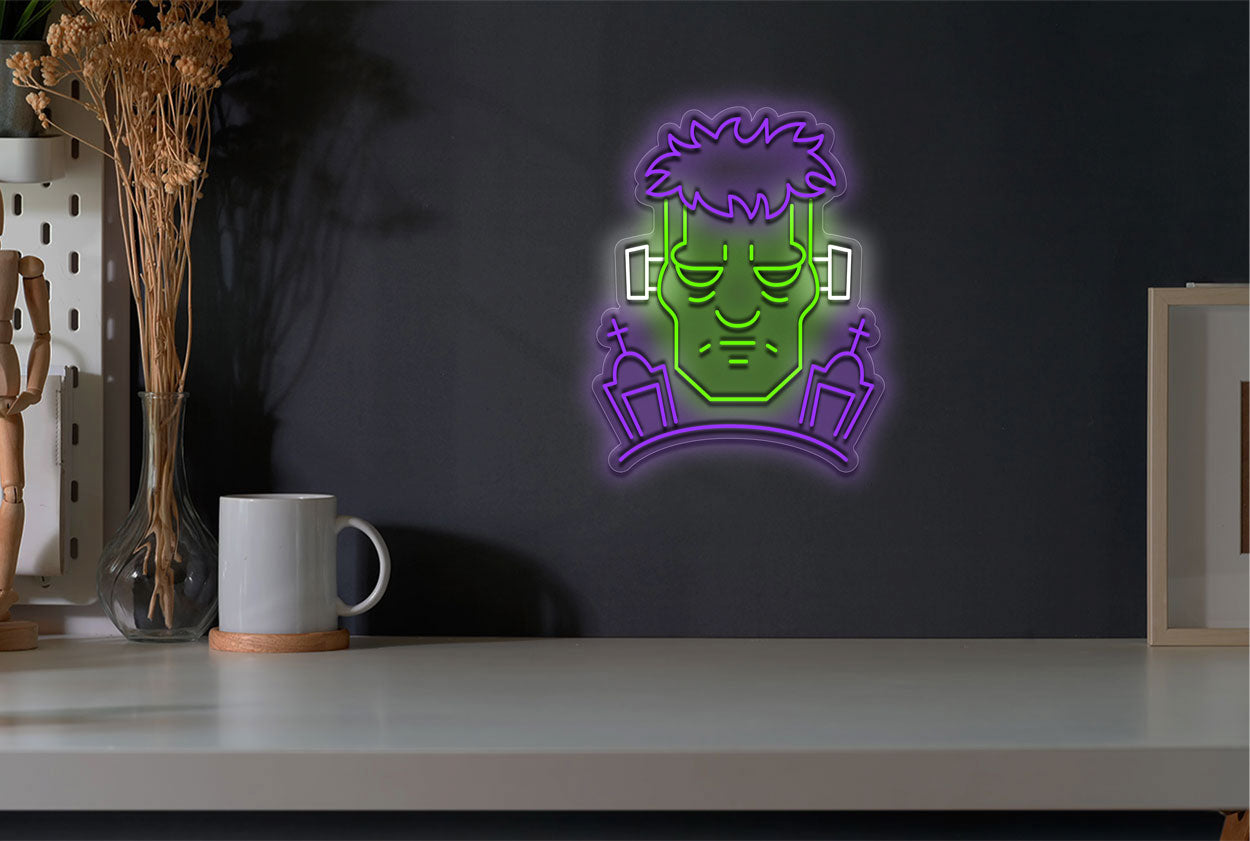 Frankenstein with Grave LED Neon Sign