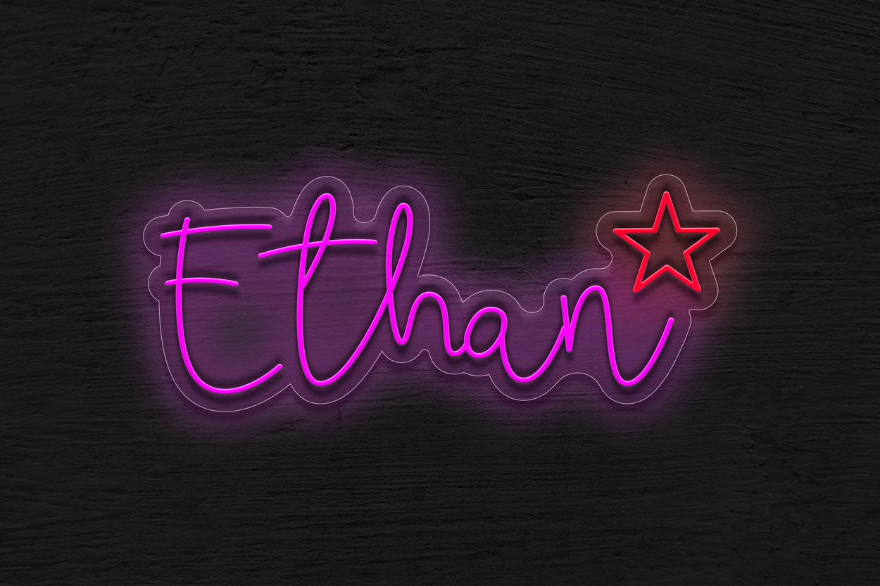 Freespirit Font (5 Letters) With Small Star LED Neon Sign