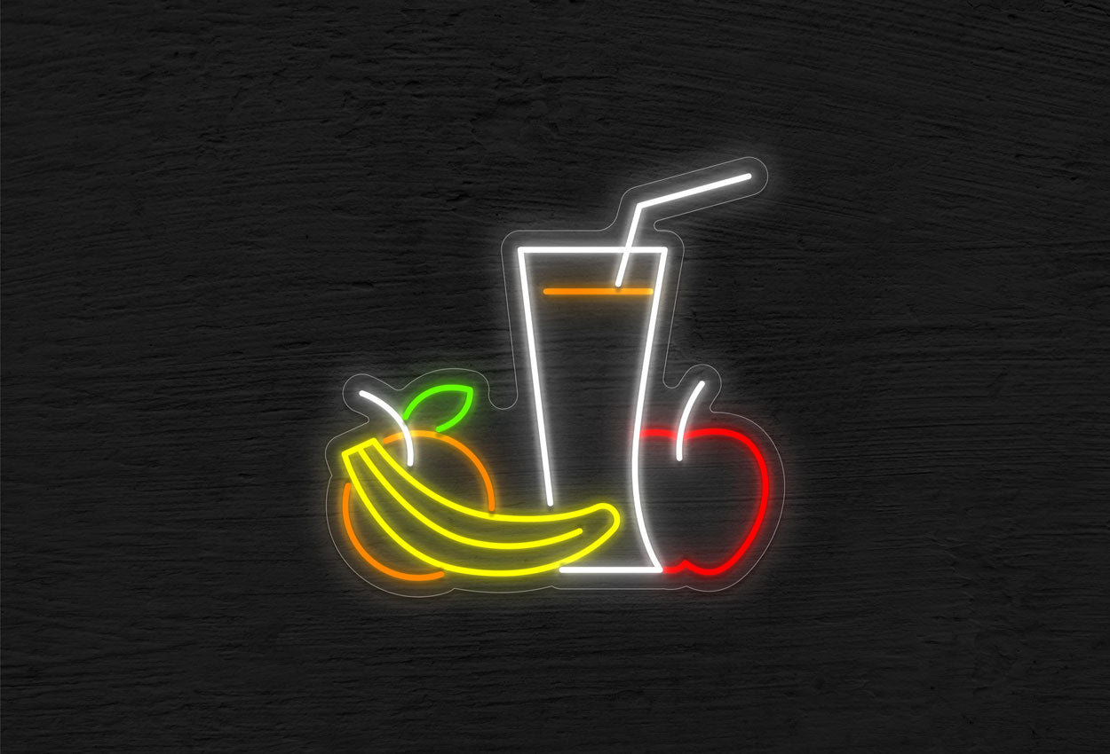 Fruits and Glass with Straw LED Neon Sign