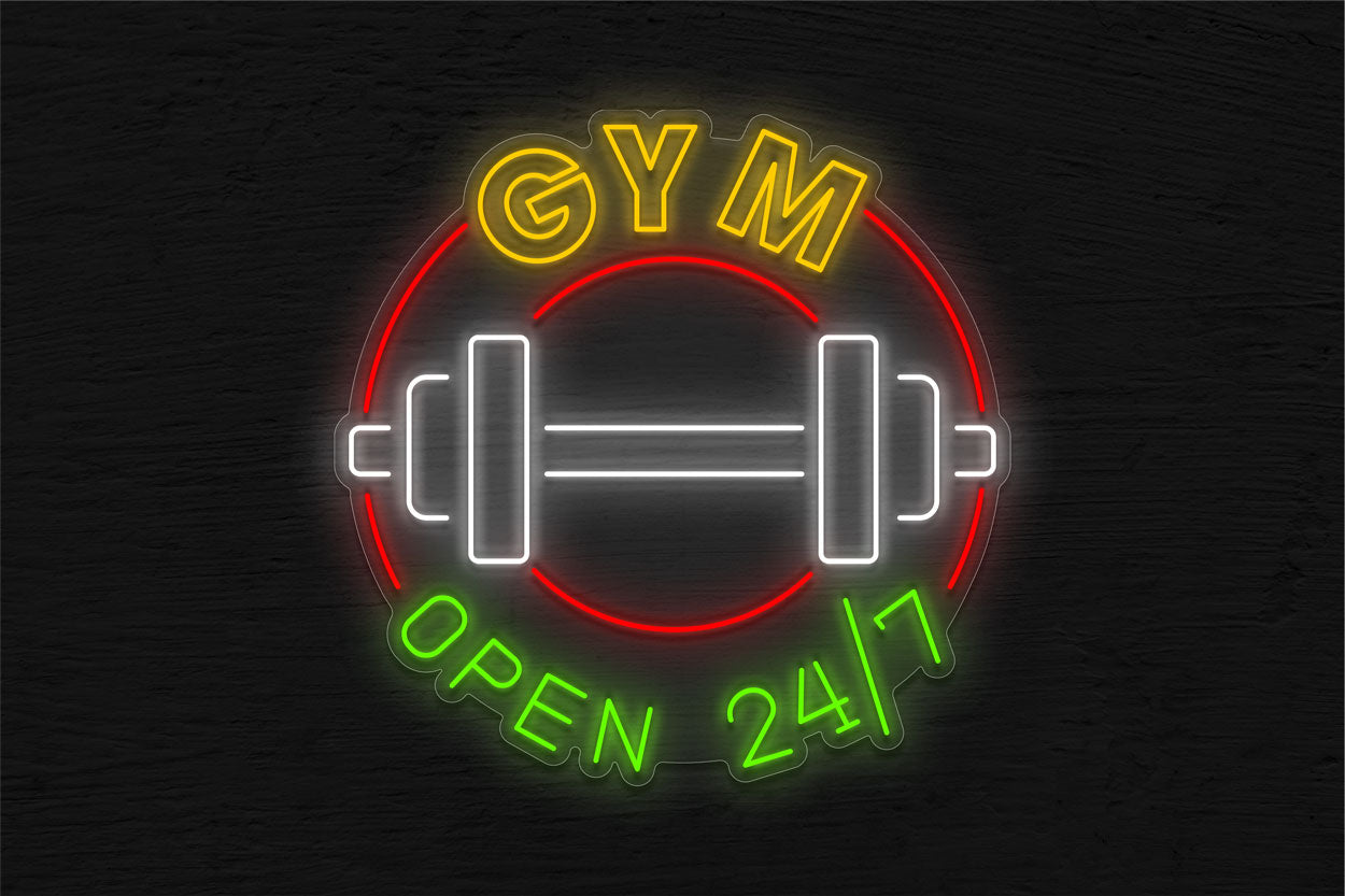 Gym Open 24/7 LED Neon Sign