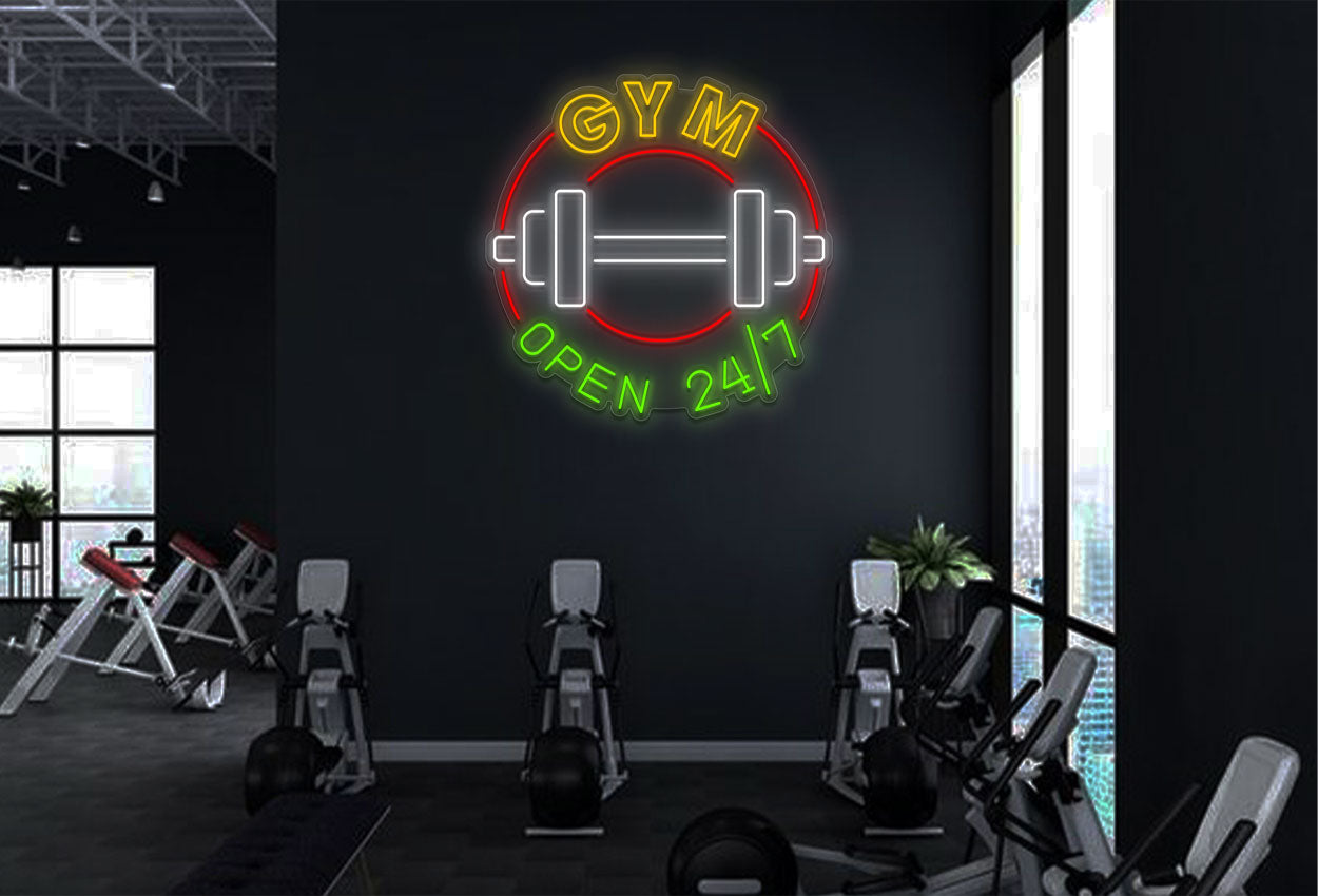 Gym Open 24/7 LED Neon Sign