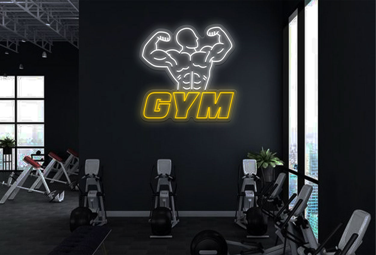 Gym With Muscle Man LED Neon Sign